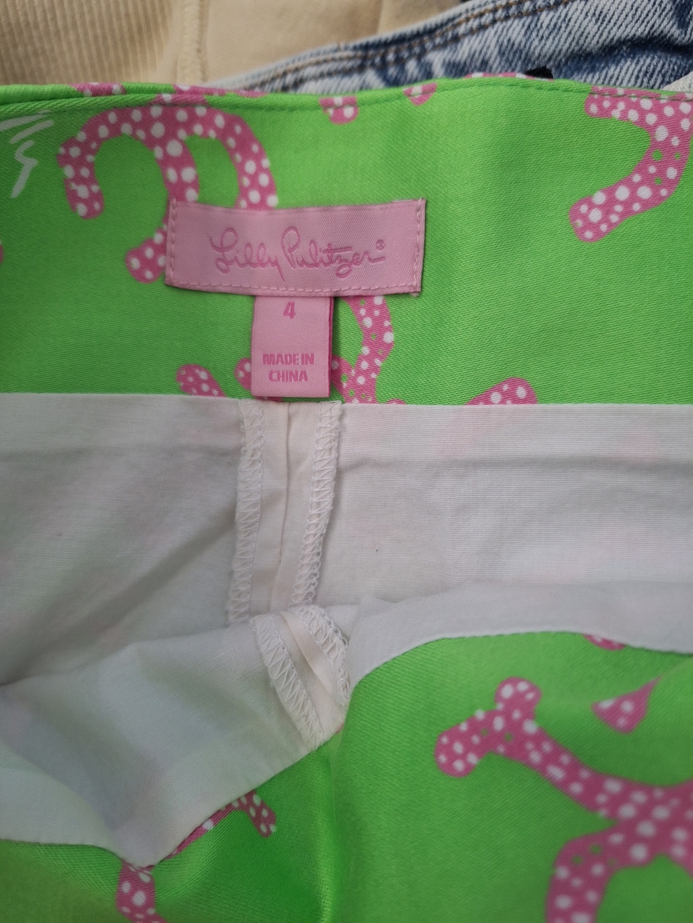 Lilly Pulitzer Lime Green Mini Skirt with Pink Coral Print - Picture 6 of 7